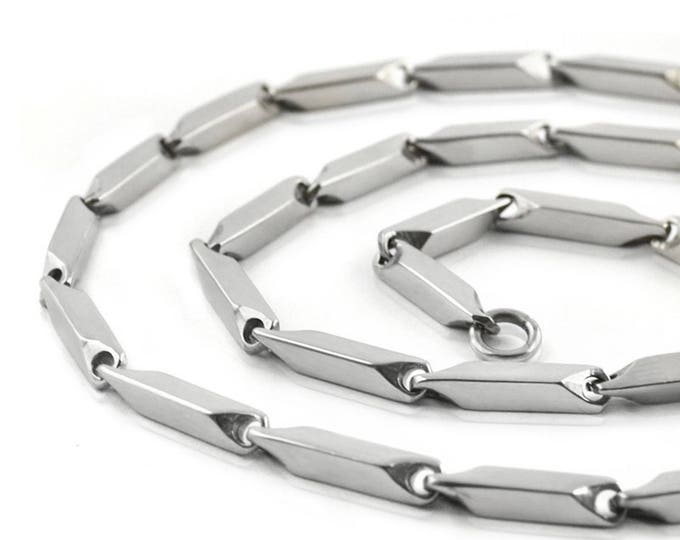 Silver Color Link Straight Necklace Stainless Steel Chain for Men Women or Pets
