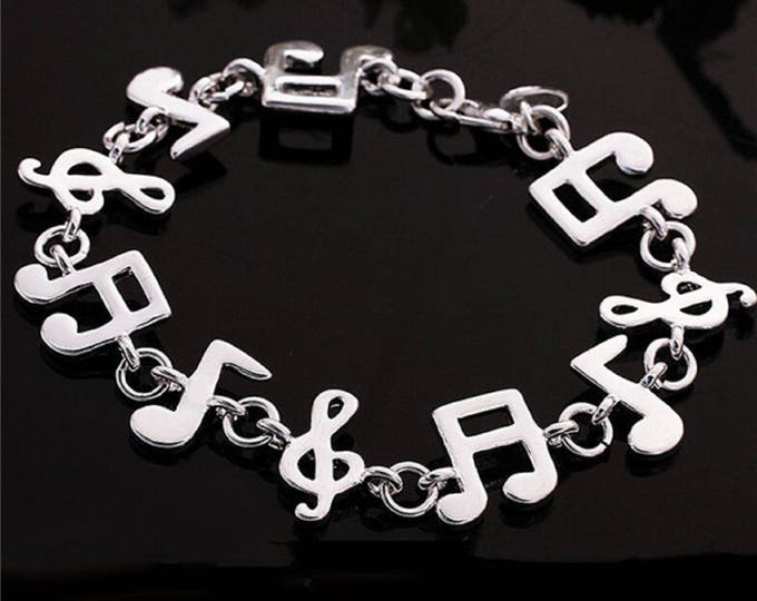 Fashion Jewellery Charms Silver Bracelet Notes Music People Women and Girl Men And Boy