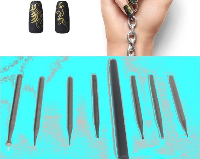 Nail Painting High Precision Tools Carbon Fiber Handle + Steel Tips 7 pcs