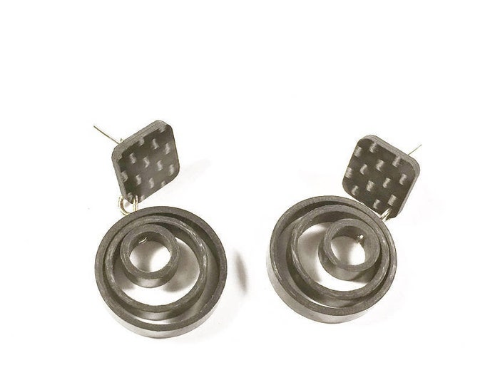 Circles Carbon Fiber Earrings Jewels for Women and Girls