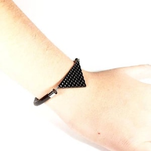 Pulsera Joyas en Fibra de Carbono Real y Cuero Natural Unisex para Hombres Mujeres Niños