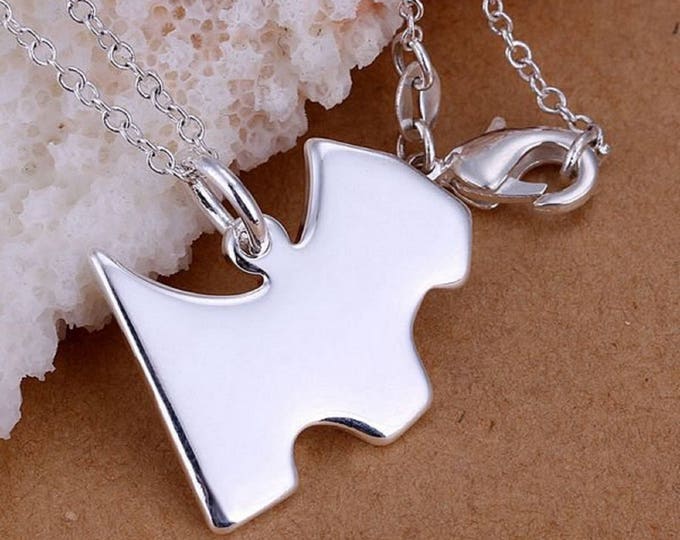 Silver Color Fashion Jewelry Dog Pet Necklace Silver Serling Plated Chain Collier for Girl Women Nice Gift