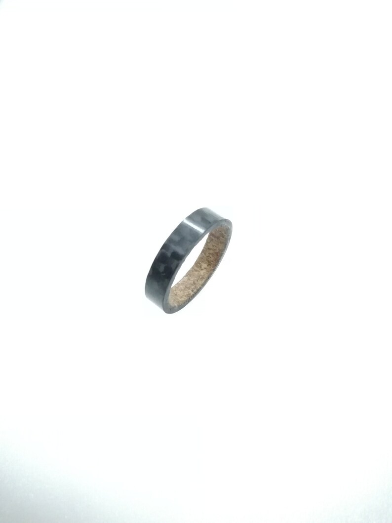 Pure Carbon Fiber Ring With Cork Wood Inside Sizes Etsy