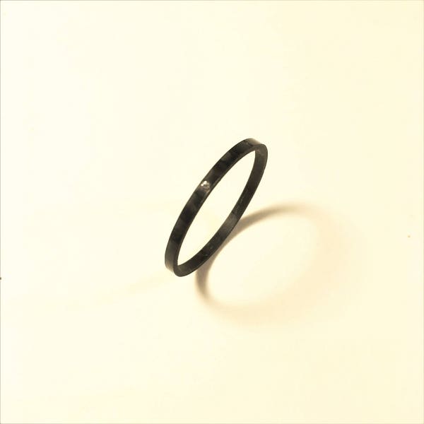 Zirconium CZ diamant-et ensemble anneau en fibre de carbone bijoux couleur noir Uni vague pour hommes femmes garçon filles