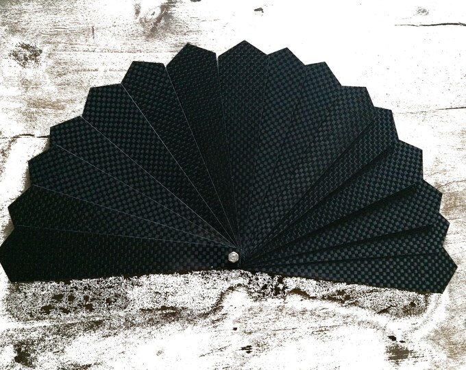 Luxury Eventail Fan Jewel on Real Carbon Fiber Set With 2 Diamond-Zirconium White Color