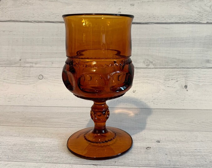Amber Goblets Set of 4 Amber Kings Crown Goblets Vintage Etsy