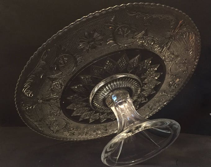 Duncan Miller Sandwich Glass Cake Stand Vintage Glass Cake Etsy