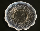 Hobnail Bowl Moonstone Glass Bowl Crimped Bowl Vintage Glass Anchor Hocking Depressionware