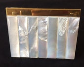 Vintage Gold Compact Volupte Gold Makeup Compact Lipstick Holder Powder Puff Mother of Pearl Compact