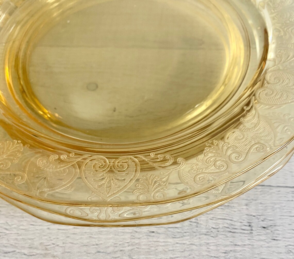 Yellow Depression Glass Plate Yellow Plates Salad Plate Etsy