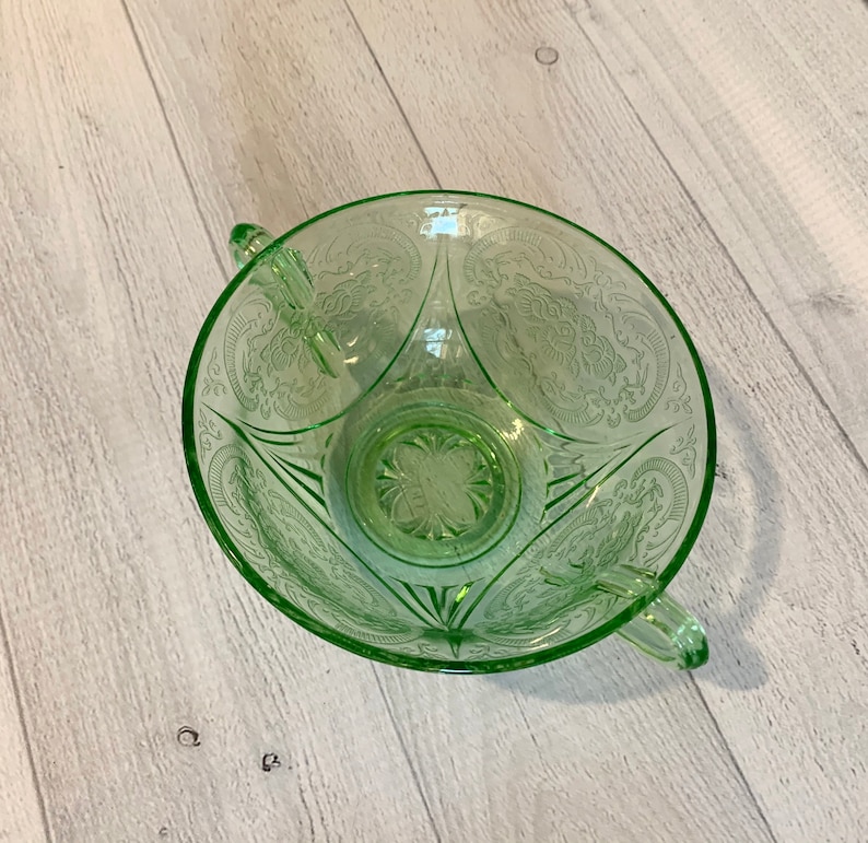 Green Depression Glass Soup Bowl Hazel Atlas Royal Lace Etsy