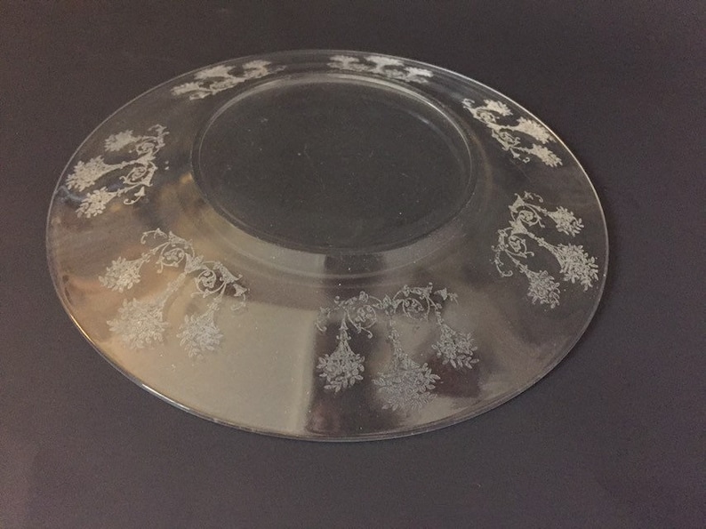 Morgantown Etched Salad Plates Set of 5 Vintage Lunch Plates Morgantown Mayfair Lunch Plates