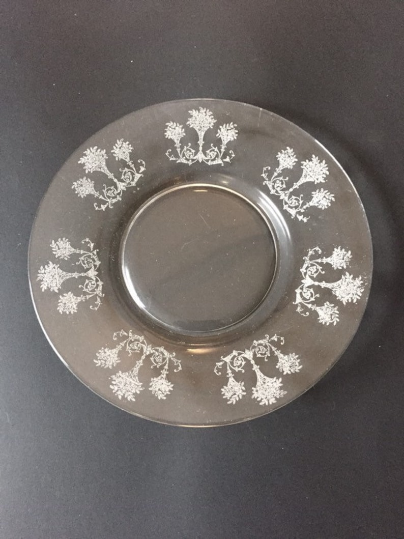 Morgantown Etched Salad Plates Set of 5 Vintage Lunch Plates Morgantown Mayfair Lunch Plates
