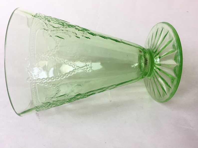 Green Depression Glass Tumbler Anchor Hocking Cameo Parfait Etsy