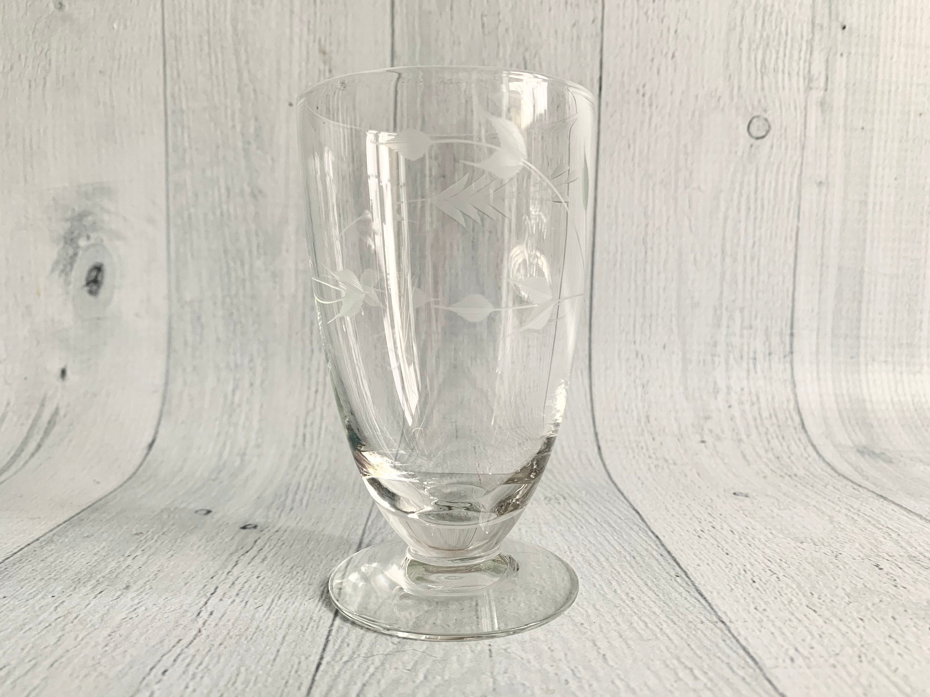 Etched Crystal Glasses Iced Tea Glass Footed Tumbler Etsy