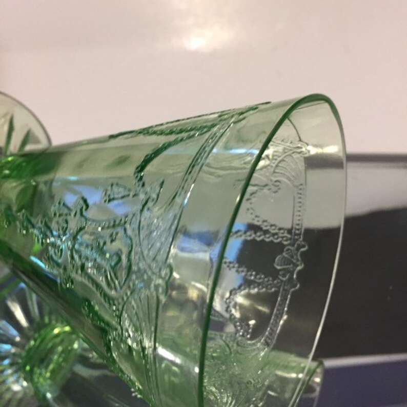Green Depression Glass Tumbler Anchor Hocking Cameo Parfait Etsy