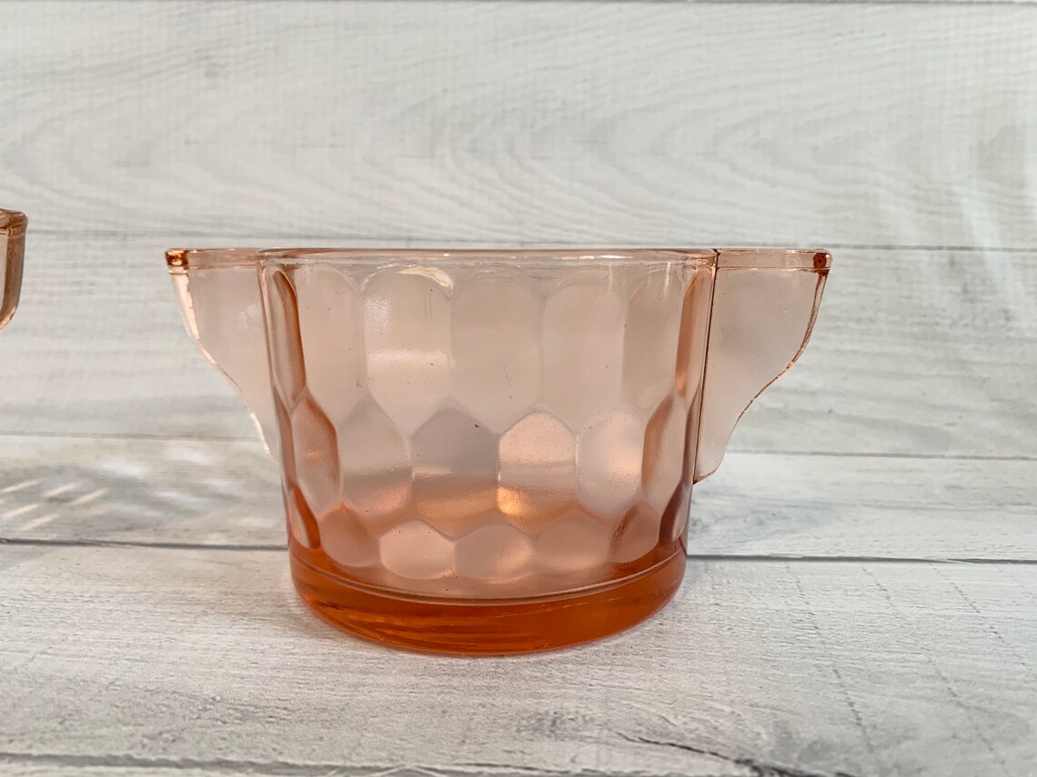 Pink Glass Creamer Set Pink Creamer and Sugar Set Etsy