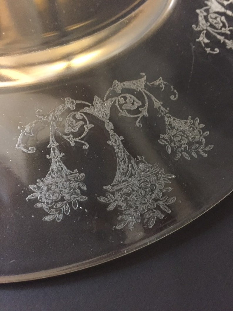 Morgantown Etched Salad Plates Set of 5 Vintage Lunch Plates Morgantown Mayfair Lunch Plates