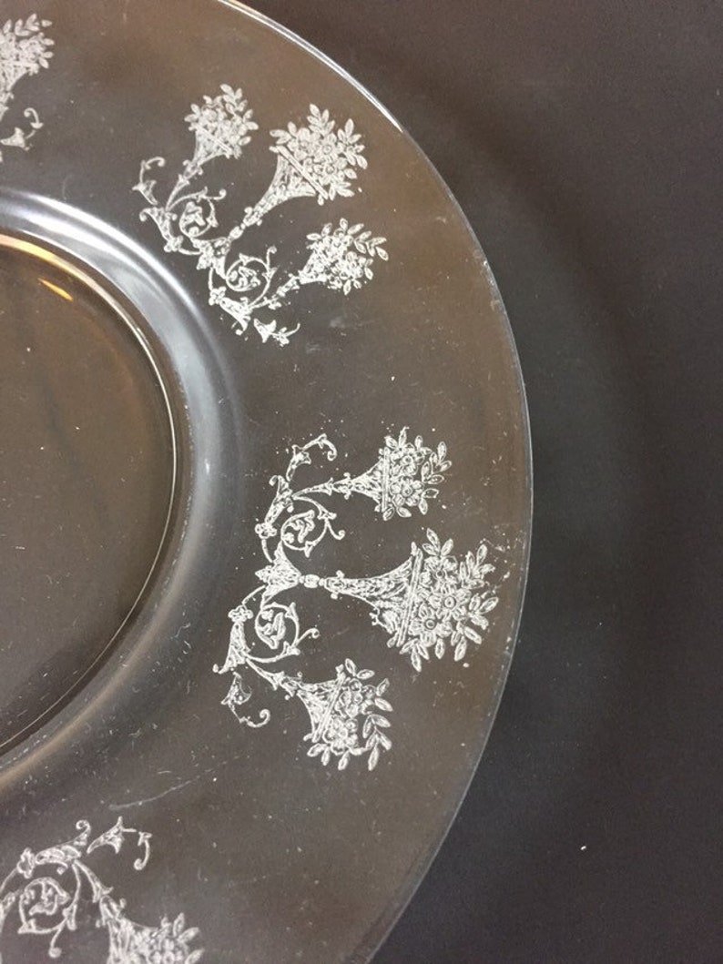 Morgantown Etched Salad Plates Set of 5 Vintage Lunch Plates Morgantown Mayfair Lunch Plates