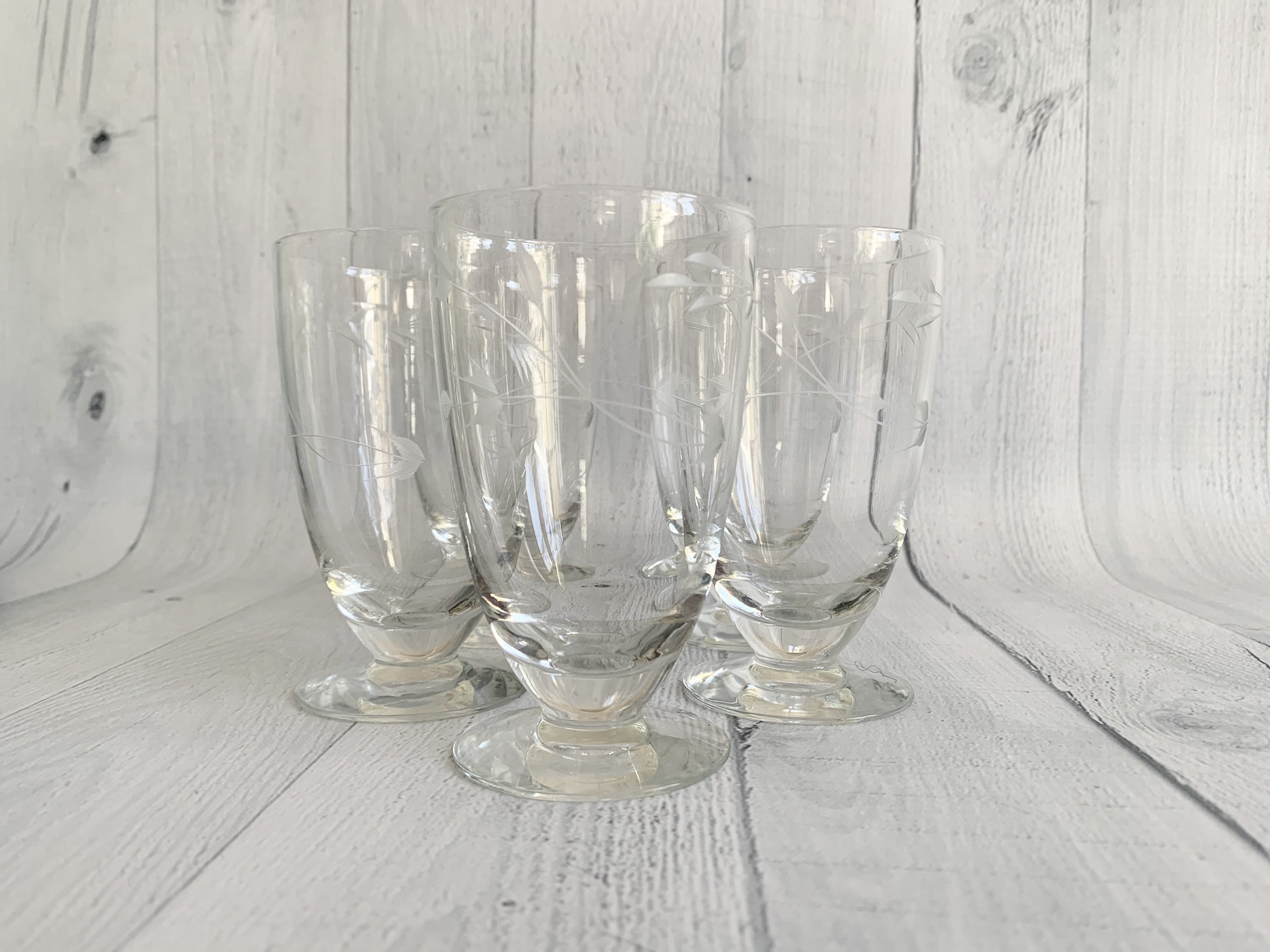 Etched Crystal Glasses Iced Tea Glass Footed Tumbler Etsy