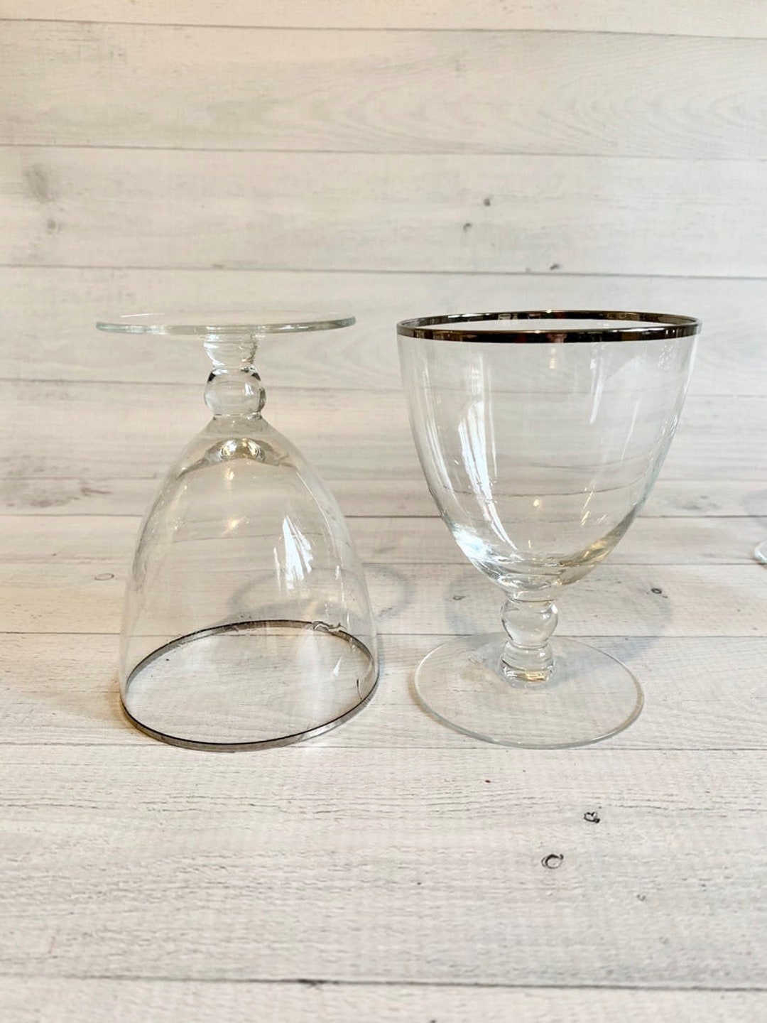 Wine Glasses Silver Rim Crystal Goblets Wine Glasses Set of Etsy