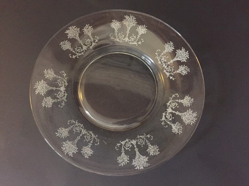 Morgantown Etched Salad Plates Set of 5 Vintage Lunch Plates Morgantown Mayfair Lunch Plates