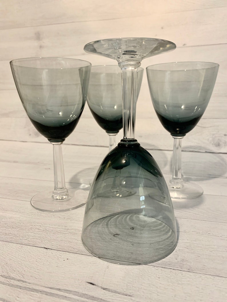 Crystal Wine Glasses Gorham Blue Smoke Wine Glasses Gorham Etsy