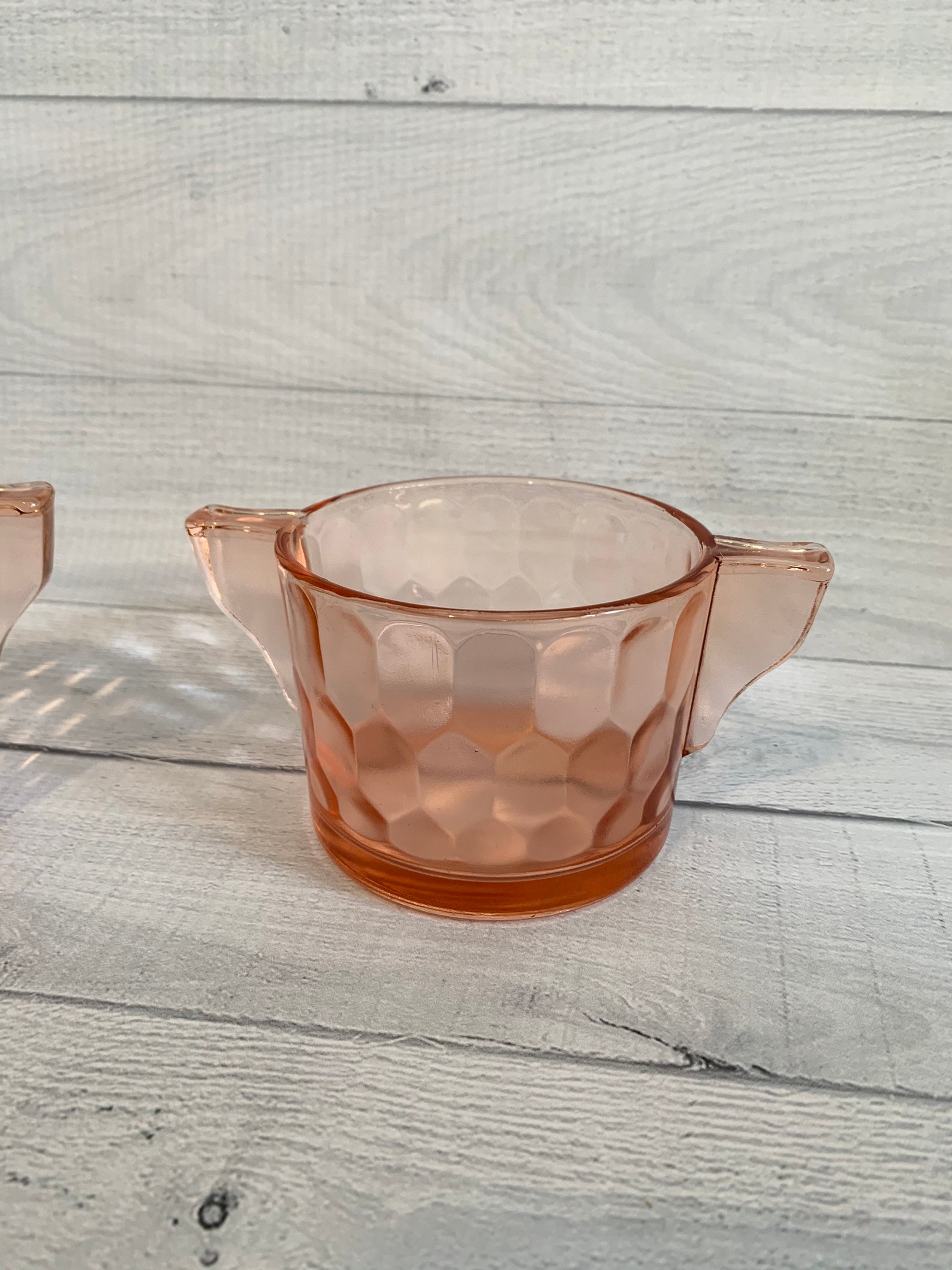 Pink Glass Creamer Set Pink Creamer and Sugar Set Etsy