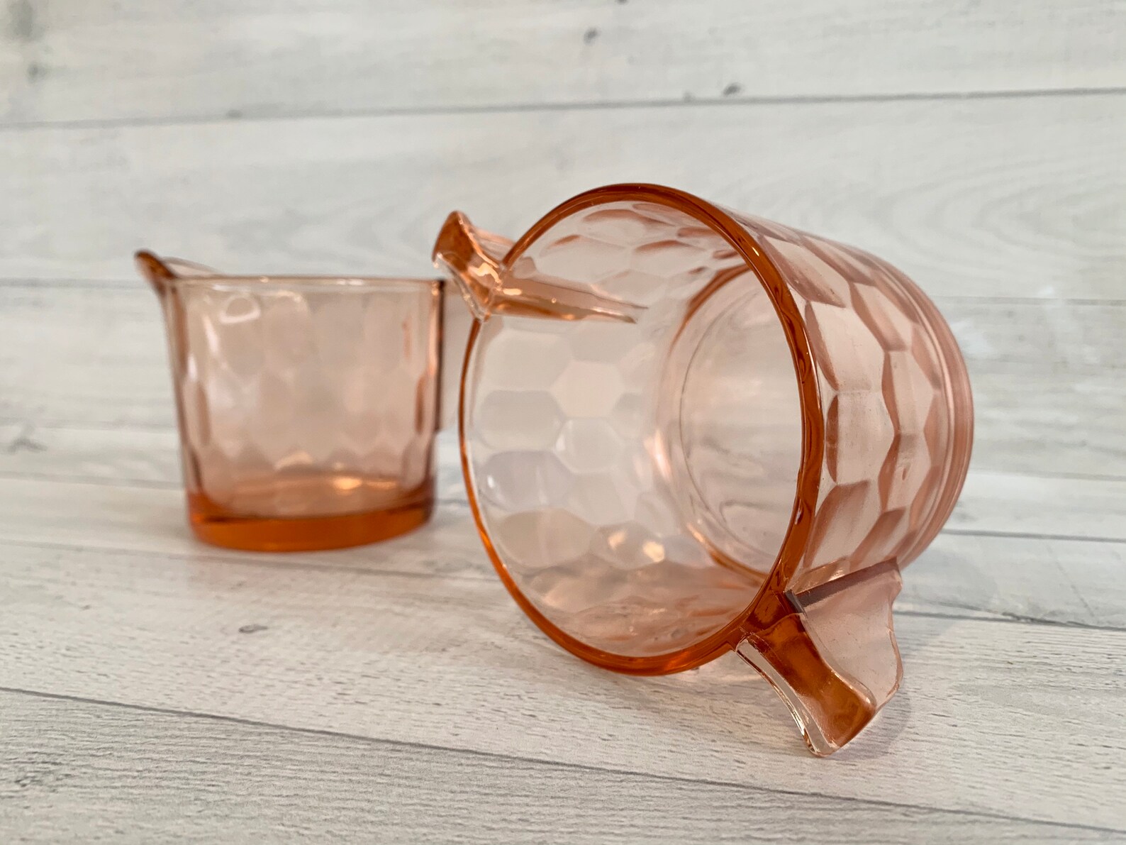 Pink Glass Creamer Set Pink Creamer and Sugar Set Etsy