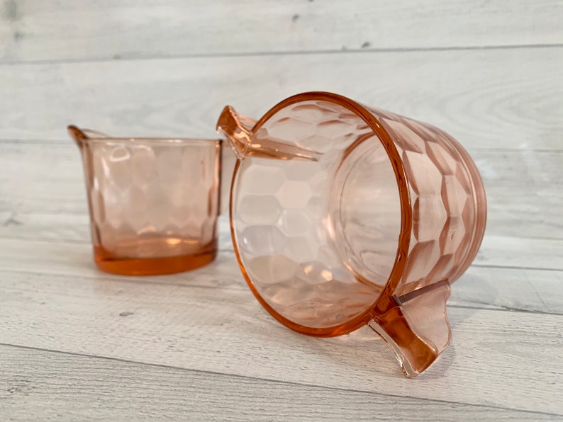 Pink Glass Creamer Set Pink Creamer and Sugar Set Etsy