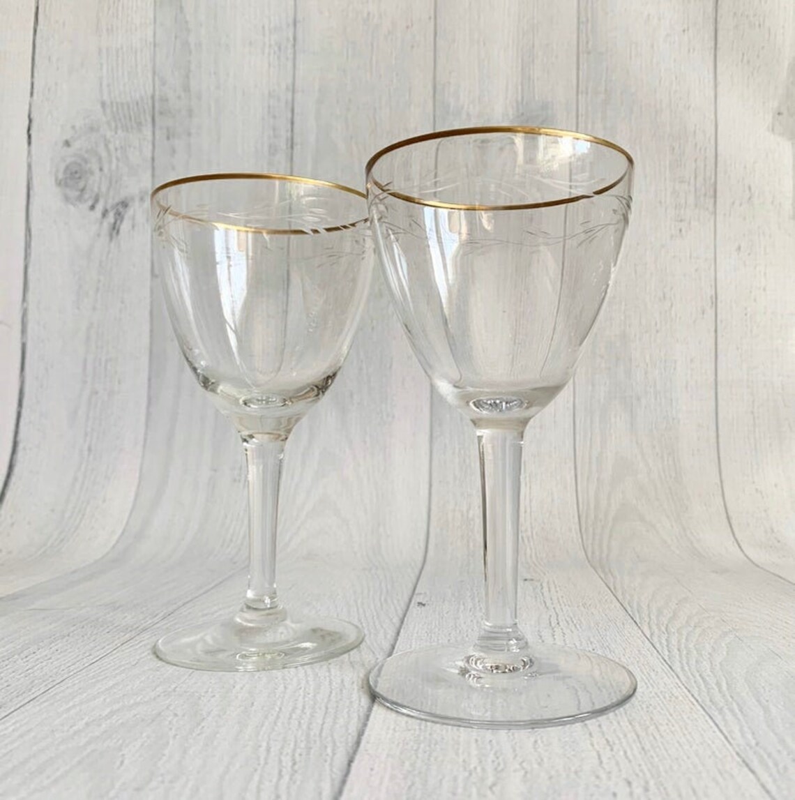 Wine Glasses Gold Trim Set of 4 Crystal Wine Glasses Etsy UK