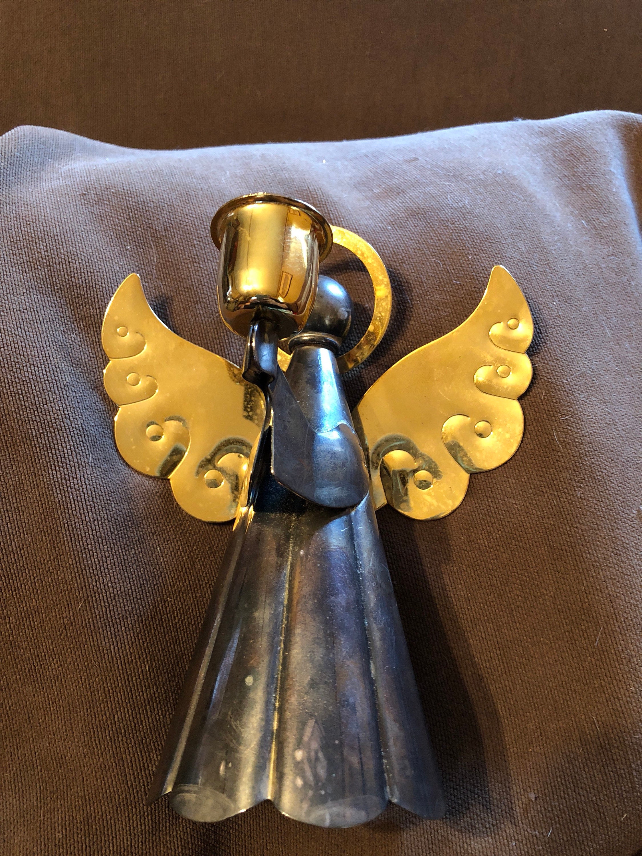 2 Angel Candle Holders 1 Brass 1 Silver Etsy UK