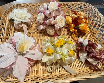 5 Vintage Artificial Corsages and 1 Bouquet