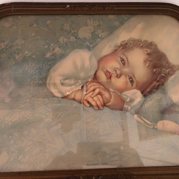 Vintage Wooden Framed “Heaven’s Gift” Annie Benson Muller