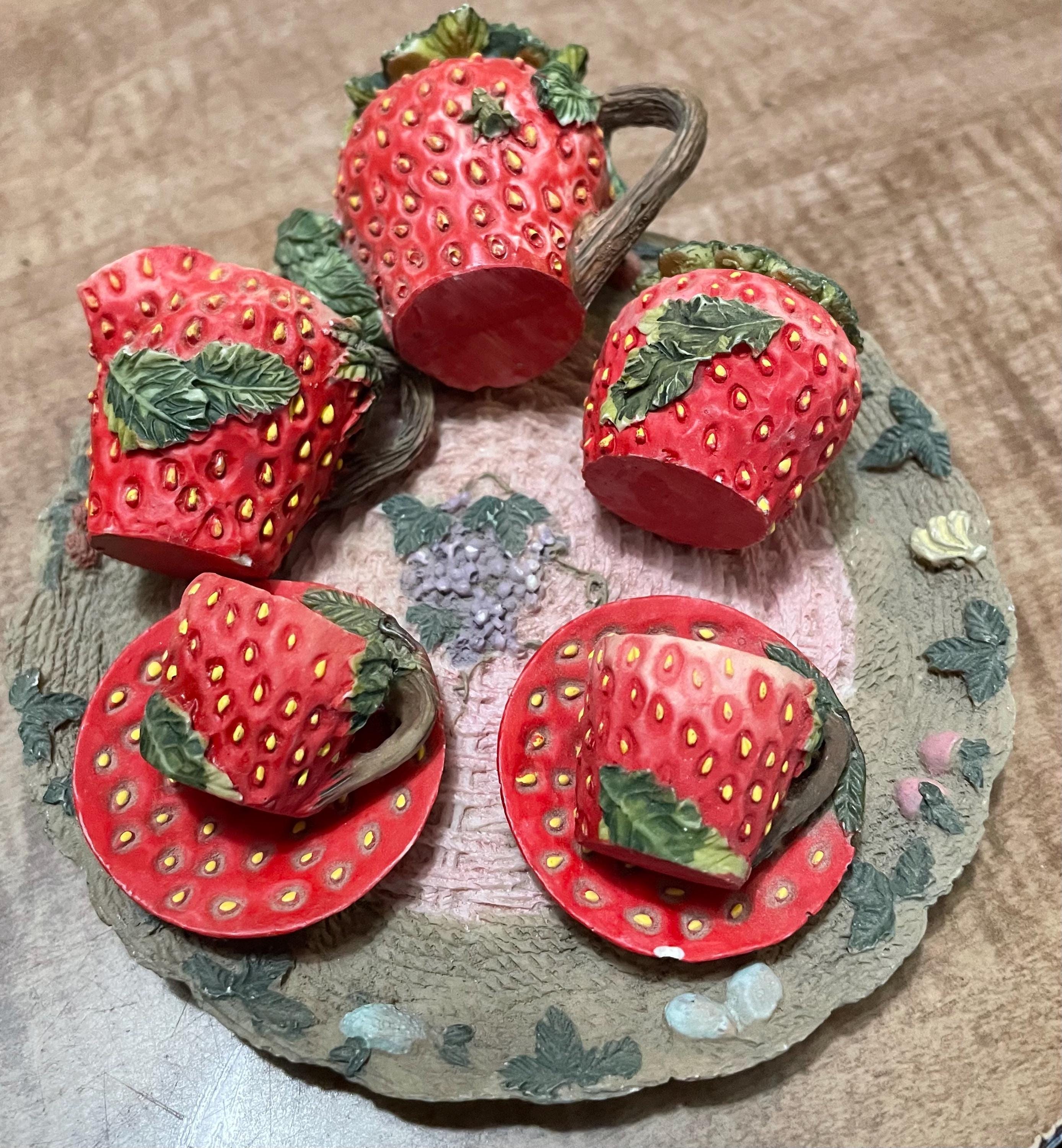 Miniature Strawberry Tea Set - Etsy