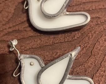 6 Vintage Glass Bird Brooches
