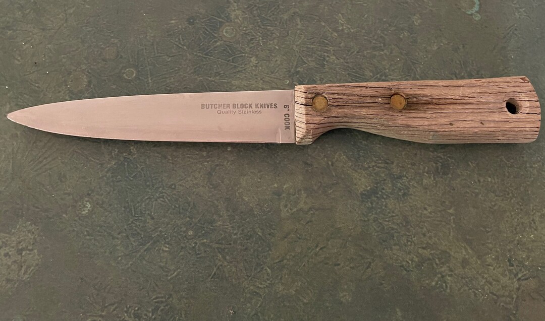 Butcher Block Wooden Handle 6 Cook Knife Etsy