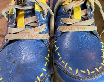 TMA Eyes Shoes Blue Original Time with yellow stitching size 8