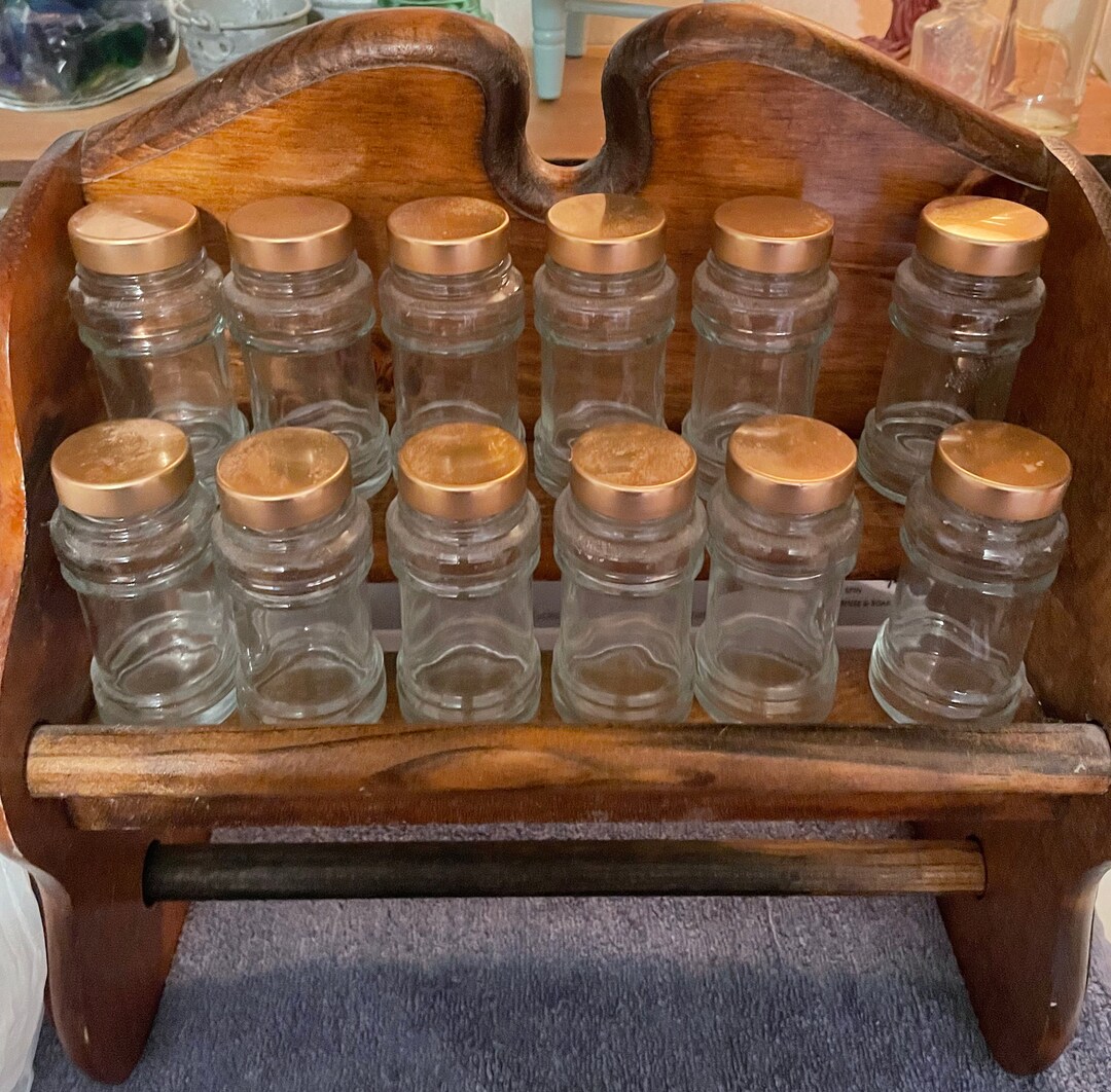 Vintage Wooden Spice Rack &amp; Towel Bar - Etsy