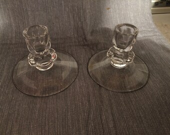 Vintage clear glass candleholders