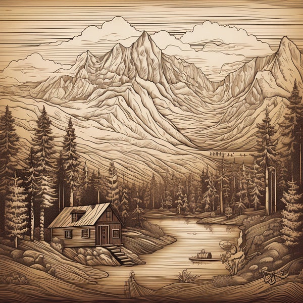 Log Cabin In The Woods 3D Design Style