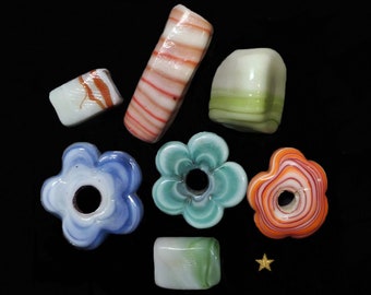 Grandes perles en verre artisanal Indien multicolore