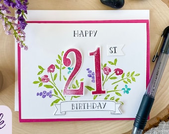 21st Birthday Card For Women, Customizable Age Birthday Card, Age Birthday Card for Daughter, Birthday Cards for Sister, Stampin' UP Cards