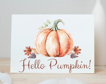 Hello Pumpkin Baby Shower Card, Pumpkin Baby Card, Printable Fall Baby Shower Card, Gender Neutral Pumpkin Baby Shower, Welcome Baby Card