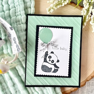 Gender Neutral Baby Shower Card, Panda Baby Shower Card, Unisex Baby Shower Gift, New Parent Gift, Baby Panda Gifts, Stampin' UP Cards Mint Green