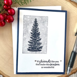 Handmade Christmas Card Set, Christmas Cards for Friends, Navy Blue Christmas Cards, Holiday Notecards, Happy Holidays, Stampin' UP Cards image 2