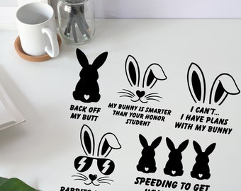 Bunny Car Decals, Vinyl Car Decal, Funny Bunny Stickers, Gifts for Bunny Mom ,Easter Gifts Adopt Don’t Shop, My Bunny is my Boss, Bunny Gift