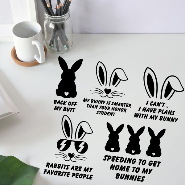 Bunny Car Decals, Vinyl Car Decal, Funny Bunny Stickers, Gifts for Bunny Mom ,Easter Gifts Adopt Don’t Shop, My Bunny is my Boss, Bunny Gift