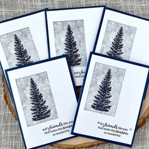 Handmade Christmas Card Set, Christmas Cards for Friends, Navy Blue Christmas Cards, Holiday Notecards, Happy Holidays, Stampin' UP Cards image 1