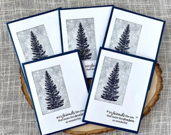 Handmade Christmas Card Set, Christmas Cards for Friends, Navy Blue Christmas Cards, Holiday Notecards, Happy Holidays, Stampin' UP Cards